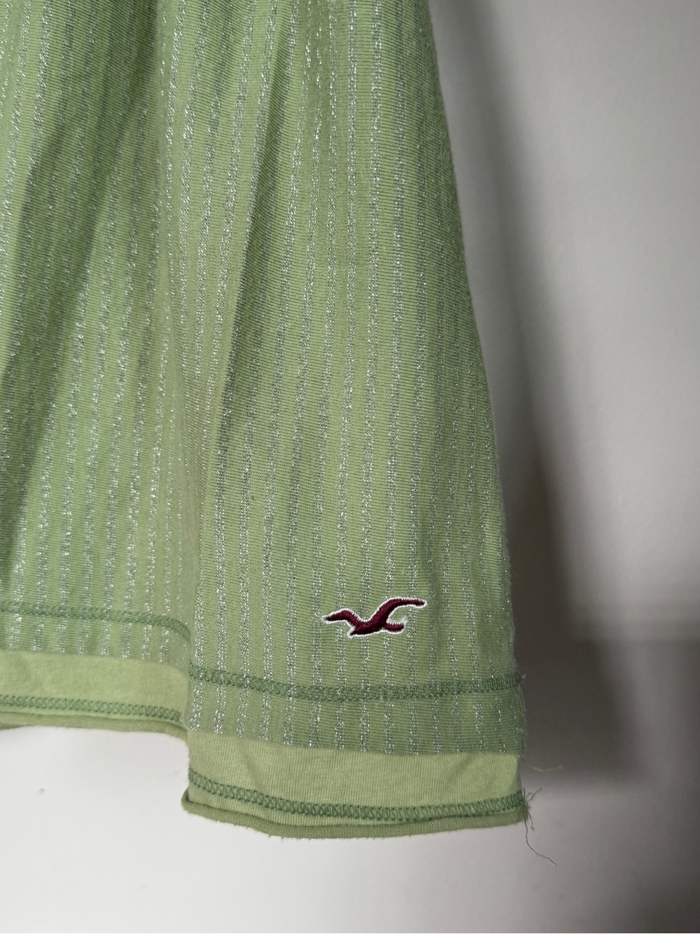 Hollister Y2K Sage Green Shimmer Tie Back Babydoll Tank XS - Picture 3 of 11